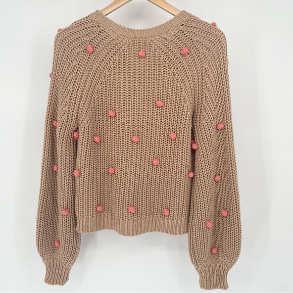 NWT The Great. Bobble Fisherman Knit Cardigan in Sand and Berry Size 0 - Picture 5 of 11